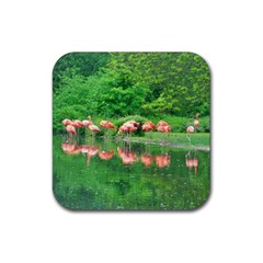 Flamingo Birds At Lake Drink Coaster (square) by yoursparklingshop