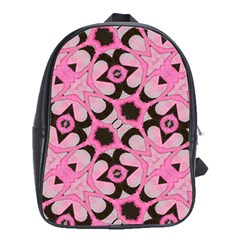 Powder Pink Black Abstract  School Bag (xl) by OCDesignss