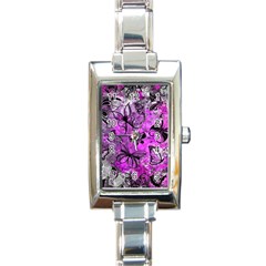 Butterfly Graffiti Rectangular Italian Charm Watch by ArtistRoseanneJones