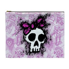 Sketched Skull Princess Cosmetic Bag (xl) by ArtistRoseanneJones