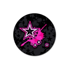 Pink Star Graphic Drink Coasters 4 Pack (round) by ArtistRoseanneJones