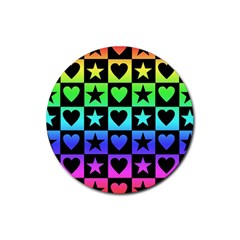 Rainbow Stars And Hearts Drink Coasters 4 Pack (round) by ArtistRoseanneJones