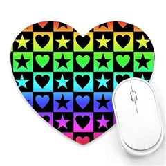 Rainbow Stars And Hearts Mouse Pad (heart) by ArtistRoseanneJones