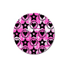 Star And Heart Pattern Magnet 3  (round)