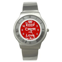 Keep Calm And Love Music 5739 Stainless Steel Watch (slim) by SuperFunHappyTime