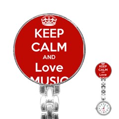 Keep Calm And Love Music 5739 Stainless Steel Nurses Watch by SuperFunHappyTime