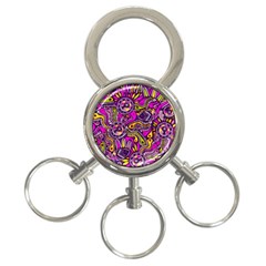 Purple Tribal Abstract Fish 3-ring Key Chain by KirstenStar