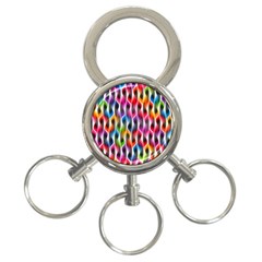 Rainbow Psychedelic Waves 3-ring Key Chain by KirstenStar