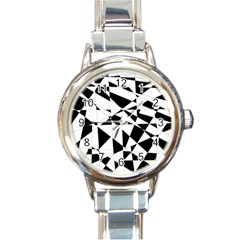 Shattered Life In Black & White Round Italian Charm Watch by StuffOrSomething