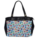 Blue Colorful Cats Silhouettes Pattern Office Handbags Front