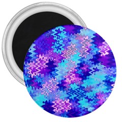 Blue And Purple Marble Waves 3  Magnets