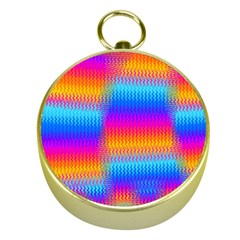 Psychedelic Rainbow Heat Waves Gold Compasses