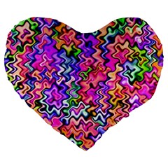 Swirly Twirly Colors Large 19  Premium Flano Heart Shape Cushions