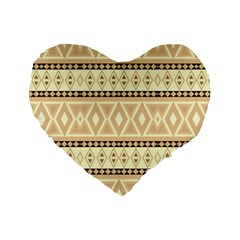 Fancy Tribal Border Pattern Beige Standard 16  Premium Heart Shape Cushions