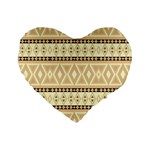 Fancy Tribal Border Pattern Beige Standard 16  Premium Heart Shape Cushions Front