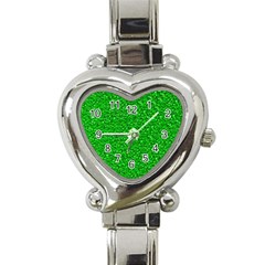 Sparkling Glitter Neon Green Heart Italian Charm Watch