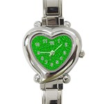 Sparkling Glitter Neon Green Heart Italian Charm Watch Front