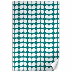 Teal And White Leaf Pattern Canvas 20  X 30  