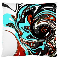 Abstract In Aqua, Orange, And Black Large Cushion Cases (one Side) 