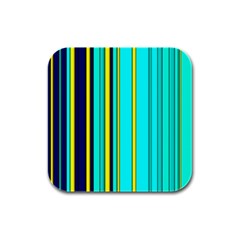 Hot Stripes Aqua Rubber Square Coaster (4 Pack)  by ImpressiveMoments