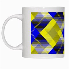 Smart Plaid Blue Yellow White Mugs by ImpressiveMoments