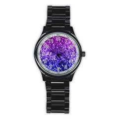 Midnight Glitter Stainless Steel Round Watches by KirstenStar