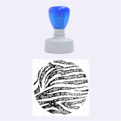 Turquoise Blue Zebra Abstract  Rubber Round Stamps (medium)