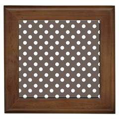 Brown And White Polka Dots Framed Tiles