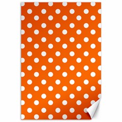 Orange And White Polka Dots Canvas 12  X 18  