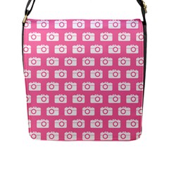 Pink Modern Chic Vector Camera Illustration Pattern Flap Messenger Bag (l)  by GardenOfOphir