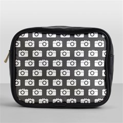 Modern Chic Vector Camera Illustration Pattern Mini Toiletries Bags by GardenOfOphir