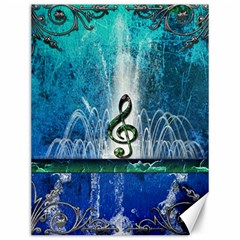 Clef With Water Splash And Floral Elements Canvas 12  X 16  