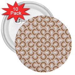 Retro Mirror Pattern Brown 3  Buttons (10 Pack) 