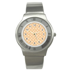 Retro Mirror Pattern Peach Stainless Steel Watches