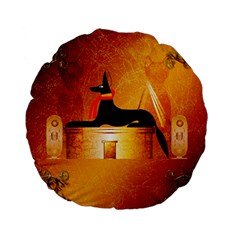 Anubis, Ancient Egyptian God Of The Dead Rituals  Standard 15  Premium Flano Round Cushions by FantasyWorld7