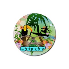 Surfing Rubber Round Coaster (4 Pack)  by FantasyWorld7