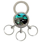 Cute Mermaid Playing With Orca 3-Ring Key Chains Front