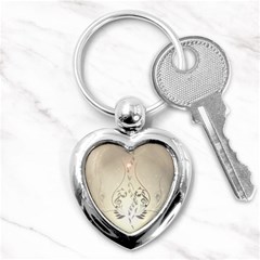 Music, Piano With Clef On Soft Background Key Chains (heart)  by FantasyWorld7