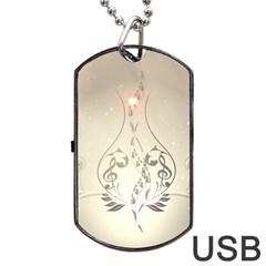 Music, Piano With Clef On Soft Background Dog Tag Usb Flash (one Side) by FantasyWorld7