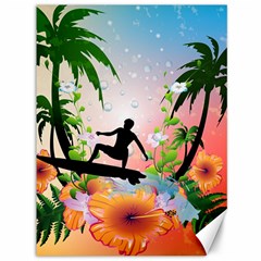 Tropical Design With Surfboarder Canvas 36  X 48   by FantasyWorld7