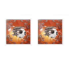 Soccer With Skull And Fire And Water Splash Cufflinks (square) by FantasyWorld7