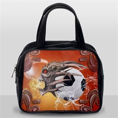 Soccer With Skull And Fire And Water Splash Classic Handbags (one Side) by FantasyWorld7