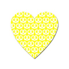 Yellow Pretzel Illustrations Pattern Heart Magnet by GardenOfOphir