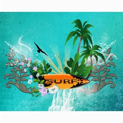 Surfboard With Palm And Flowers Collage 8  X 10 