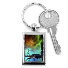 Fantasy Landscape With Lamp Boat And Awesome Sky Key Chains (rectangle)  by FantasyWorld7