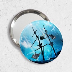 Underwater World With Shipwreck And Dolphin 2 25  Handbag Mirrors by FantasyWorld7