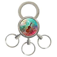 Violin With Violin Bow And Key Notes 3-ring Key Chains by FantasyWorld7