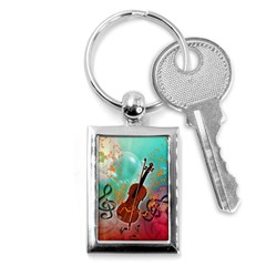 Violin With Violin Bow And Key Notes Key Chains (rectangle)  by FantasyWorld7