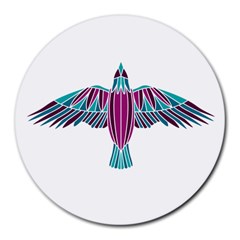 Stained Glass Bird Illustration  Round Mousepads by carocollins