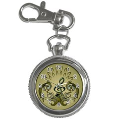 Decorative Clef With Damask In Soft Green Key Chain Watches by FantasyWorld7